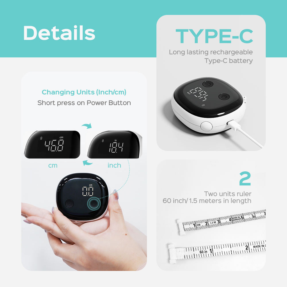 Mètre ruban intelligent électronique pour mesures corporelles