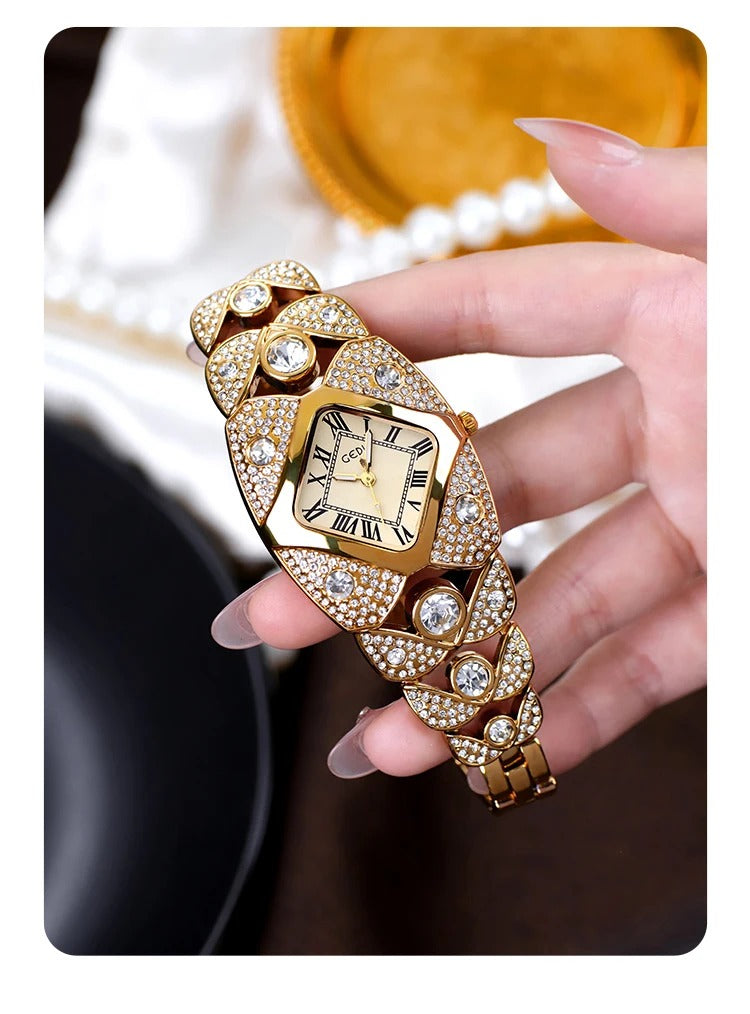 Montre à quartz pour femme au design rétro