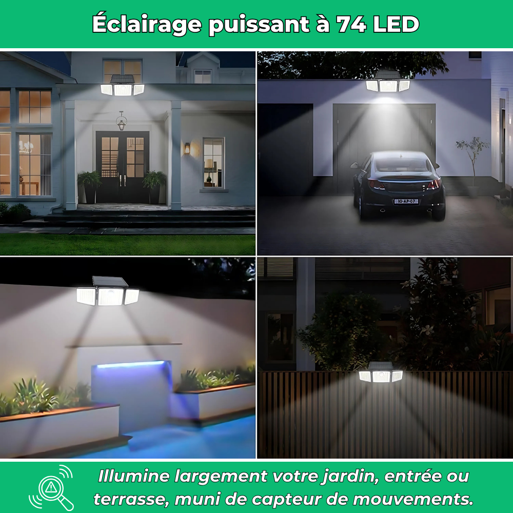 Solar 400 Éclairage Extérieur Solaire Étanche avec Capteur de Mouvement