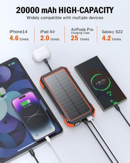 Batterie Externe Solaire Multifonction LED