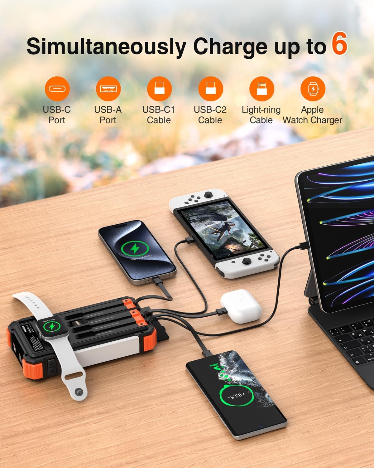 Batterie Externe Solaire Multifonction LED