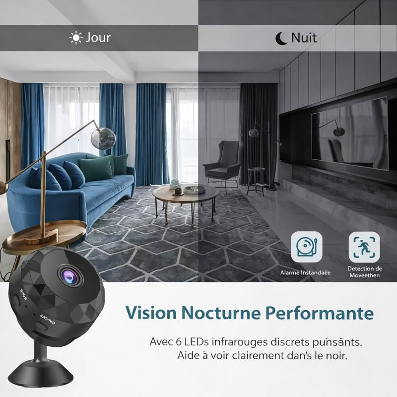 Caméra Wi-Fi HD Sans Fil avec Détection de Mouvement