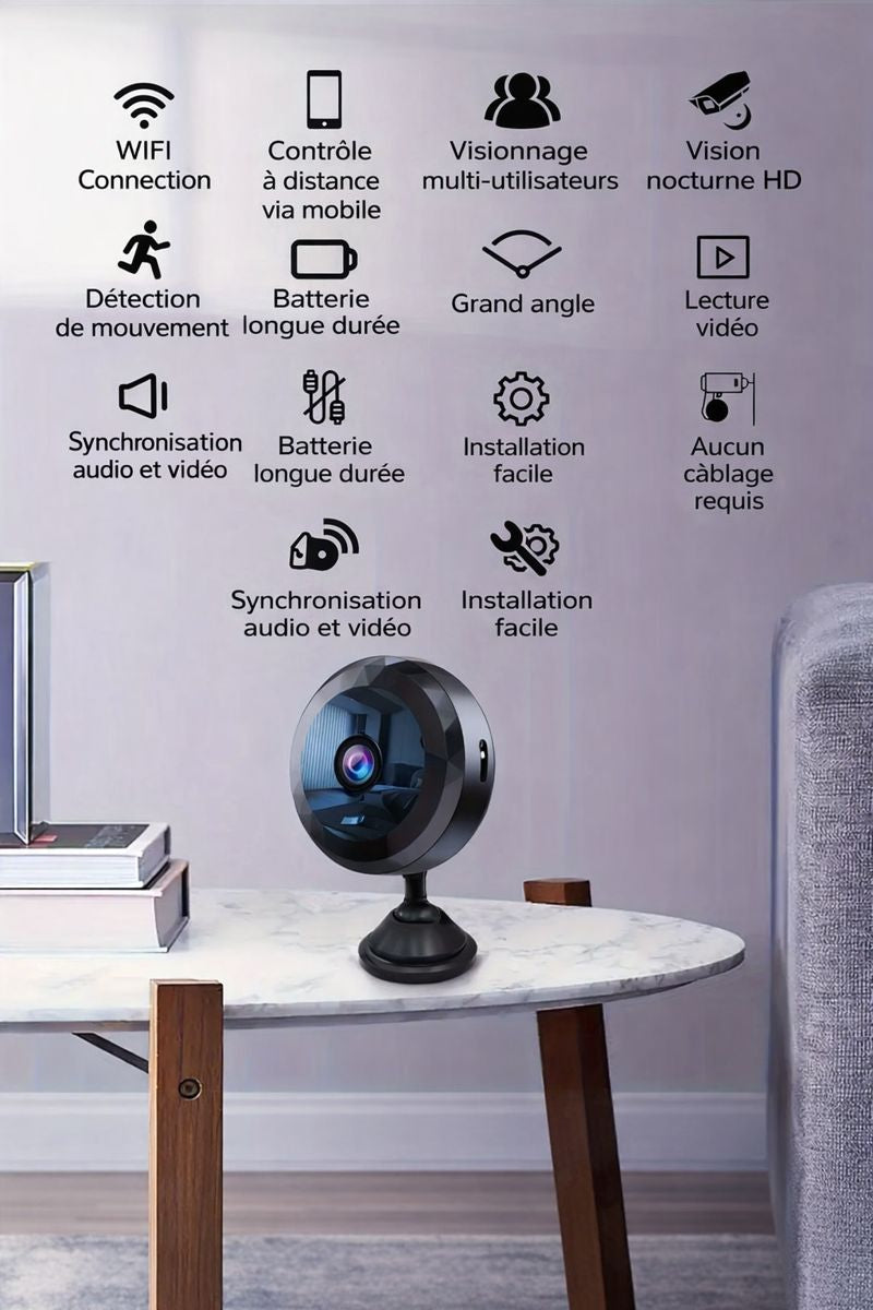 Caméra Wi-Fi HD Sans Fil avec Détection de Mouvement
