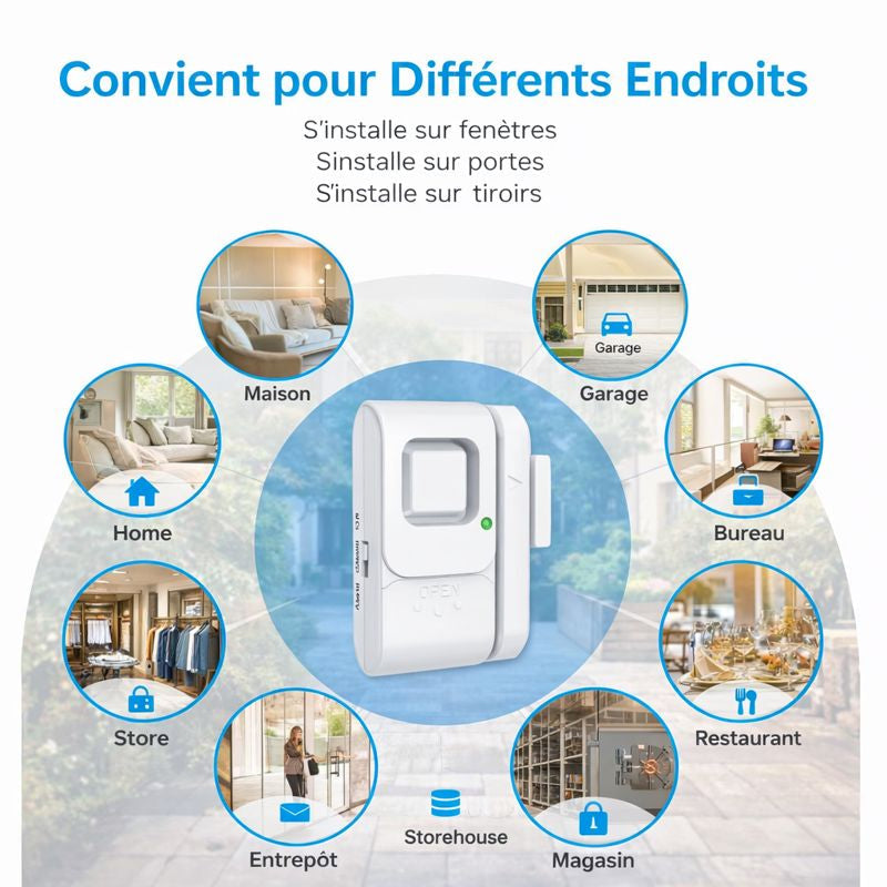 Alarme Magnétique Sans Fil pour Porte & Fenêtre