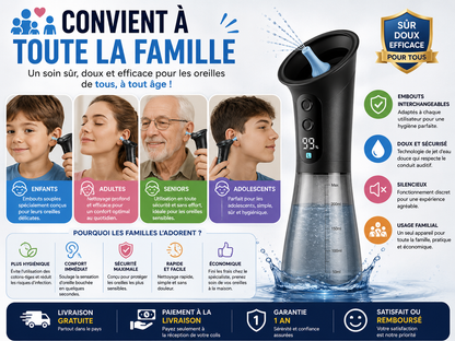 Nettoyeur d’oreilles électrique automatique – élimination douce du cérumen