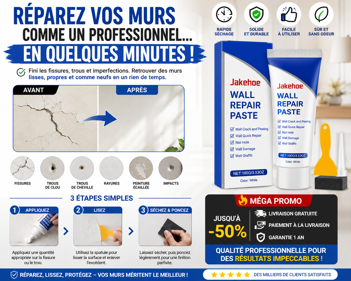 Pâte Magique de Réparation Murale