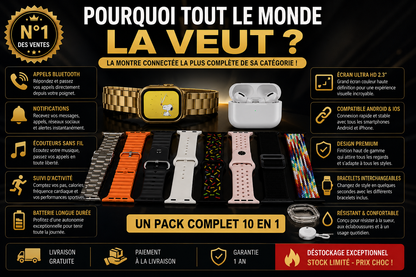 ⌚🎧 I20 ULTRA 2 MAX™ – LE PACK TECHNOLOGIQUE ULTIME 10 EN 1