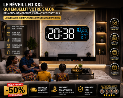 Réveil LED en Bois Design Moderne avec Affichage Intelligent