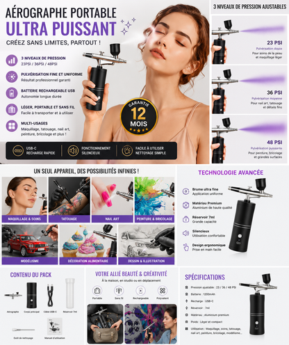 Aérographe Sans Fil Portable – Kit Rechargeable Haute Précision GN