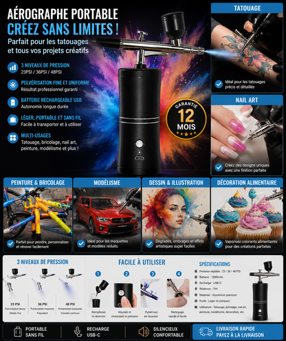 Aérographe Sans Fil Portable – Kit Rechargeable Haute Précision GN