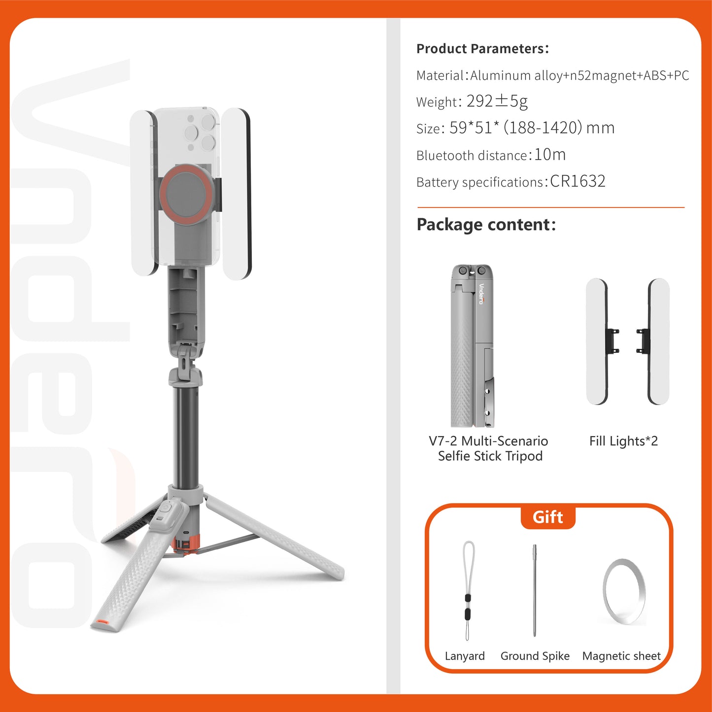 Trépied selfie stick télescopique avec télécommande Bluetooth – 1,42 m