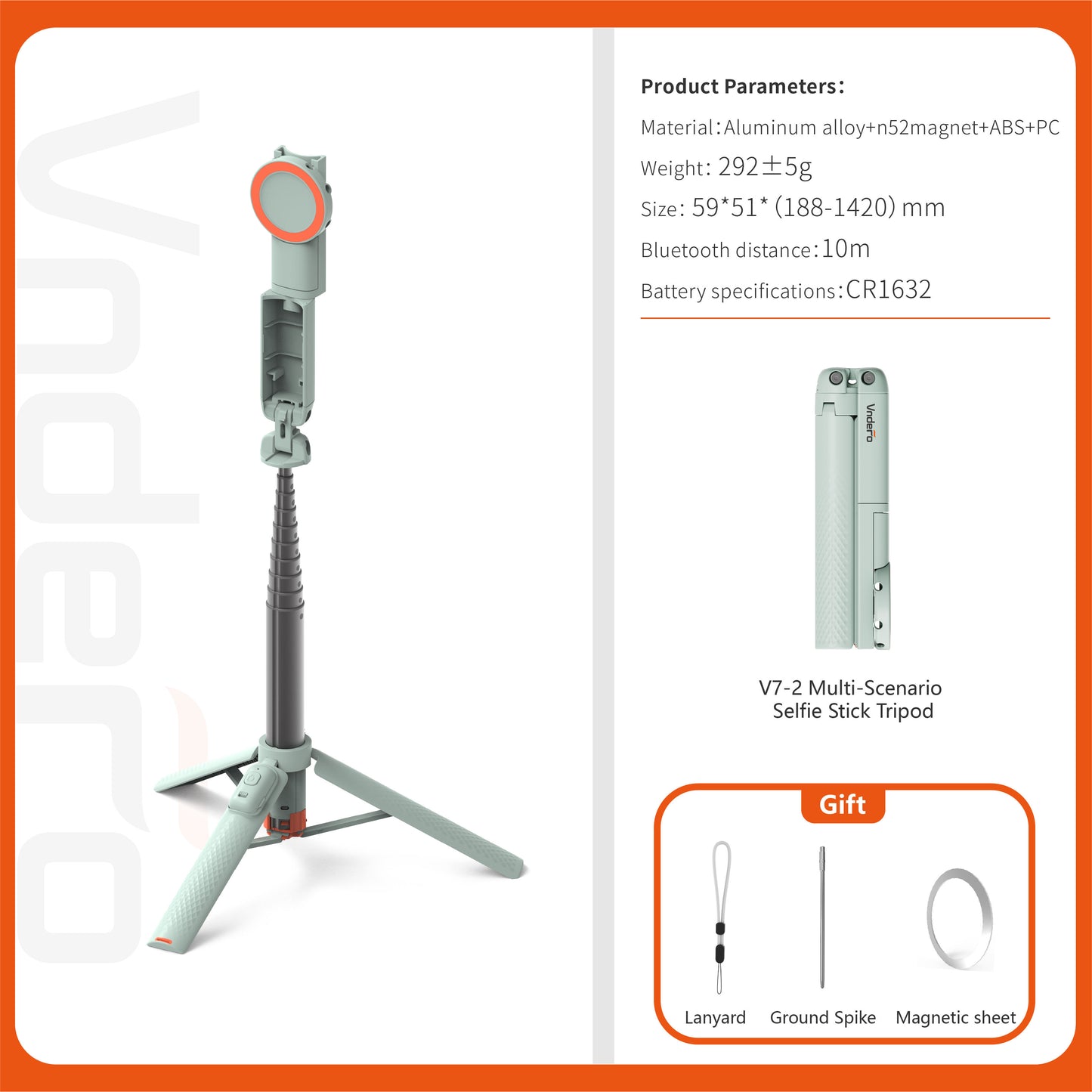 Trépied selfie stick télescopique avec télécommande Bluetooth – 1,42 m