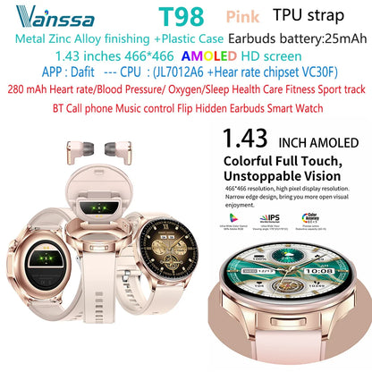 Montre Connectée 2-en-1 – Écouteurs Intégrés