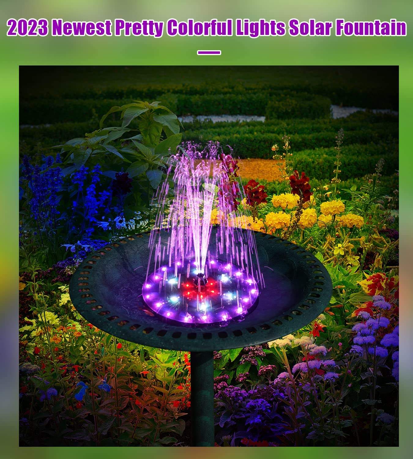Fontaine Solaire Flottante Colorée pour Jardin et Bassin