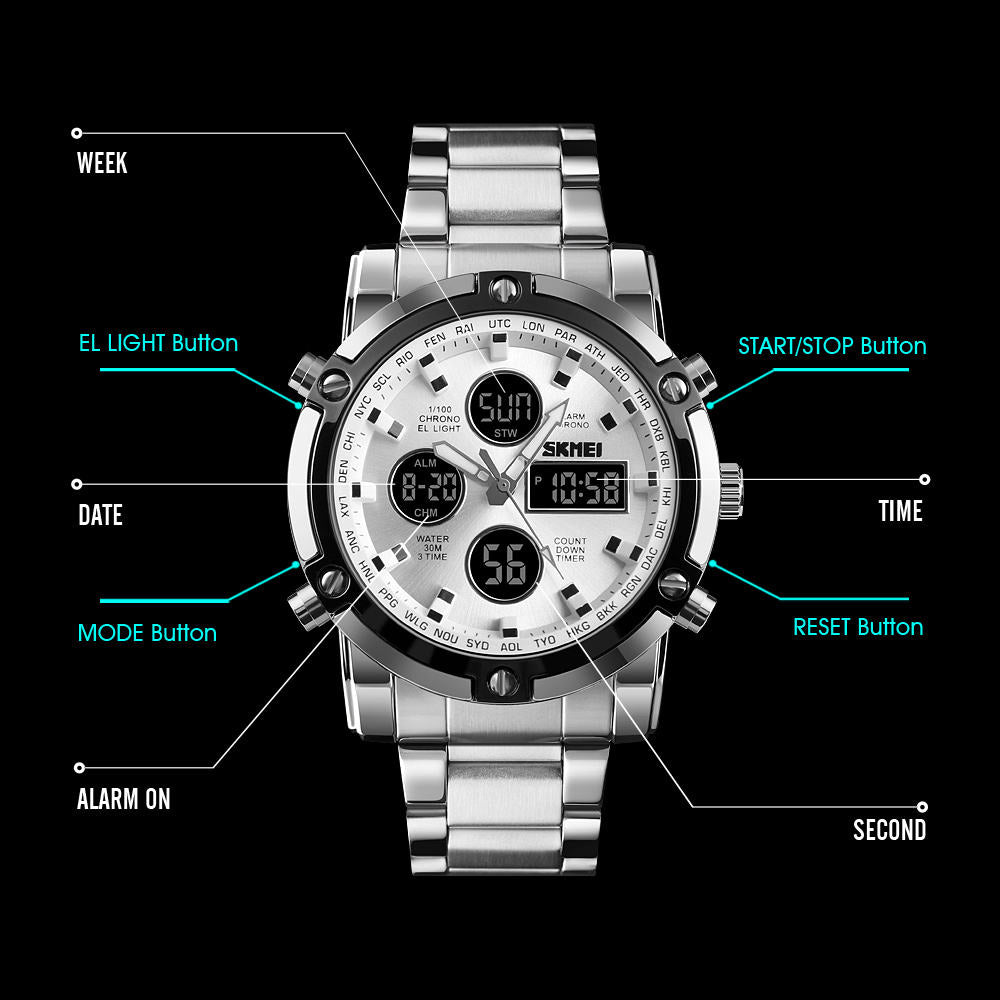 Montre homme SKMEI 1389 analogique &amp; digitale – style sport et business