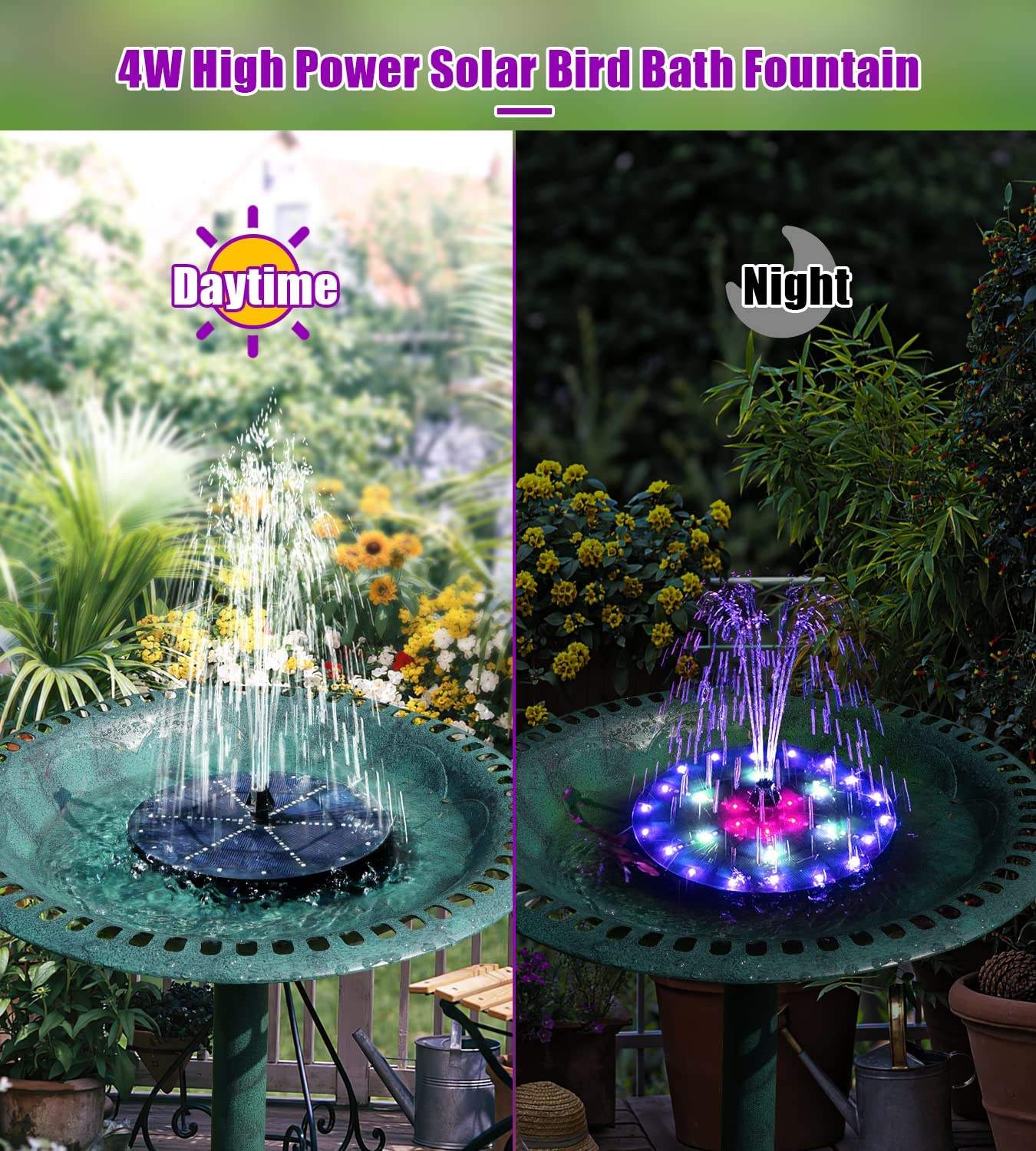 Fontaine Solaire Flottante Colorée pour Jardin et Bassin