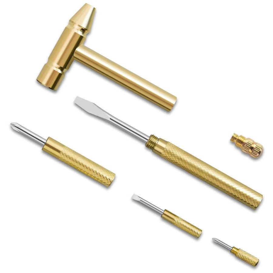 Mini marteau multifonction en laiton avec tournevis