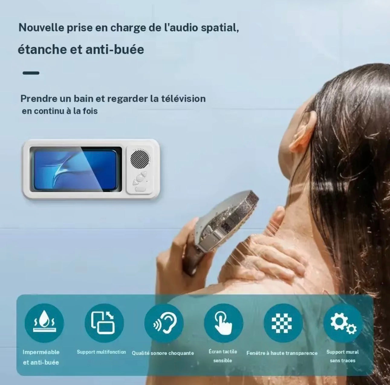 Support de douche pour téléphone étanche