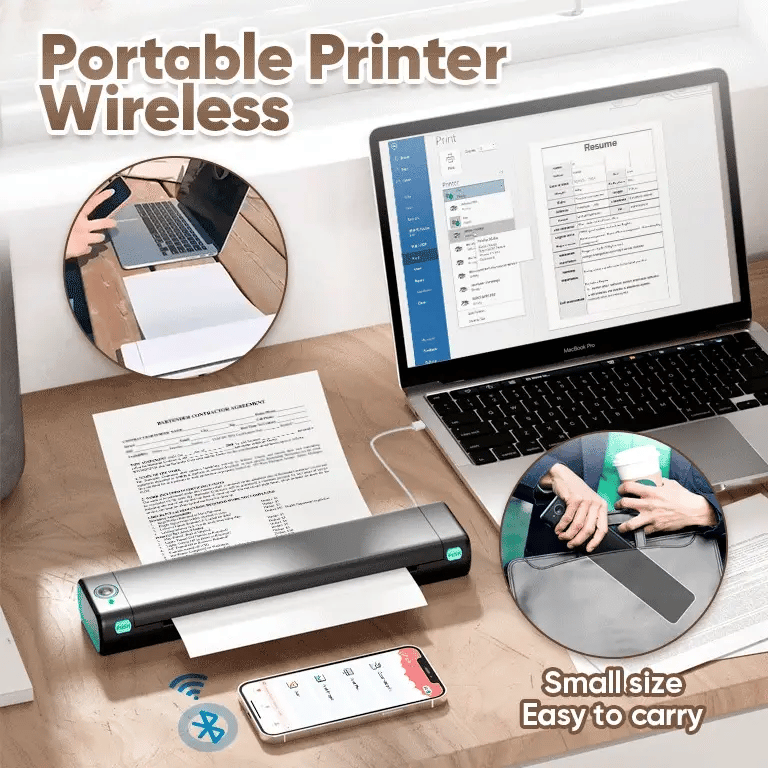 Imprimante thermique portable sans fil Mini A4
