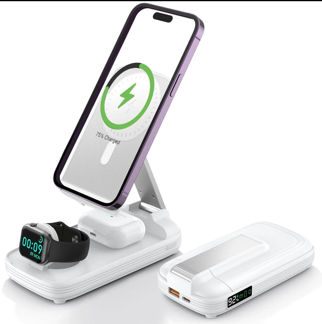 Chargeur Sans Fil 5-en-1 avec Batterie Externe 10000 mAh