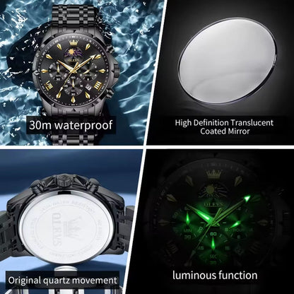 Montre OLEVS 3653 bracelet et cadran noir