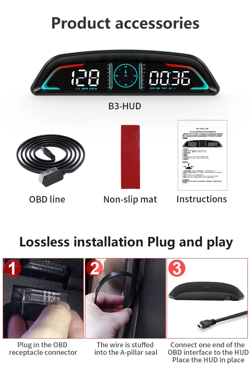 Affichage tête haute OBD 2 - Tableau de bord intelligent